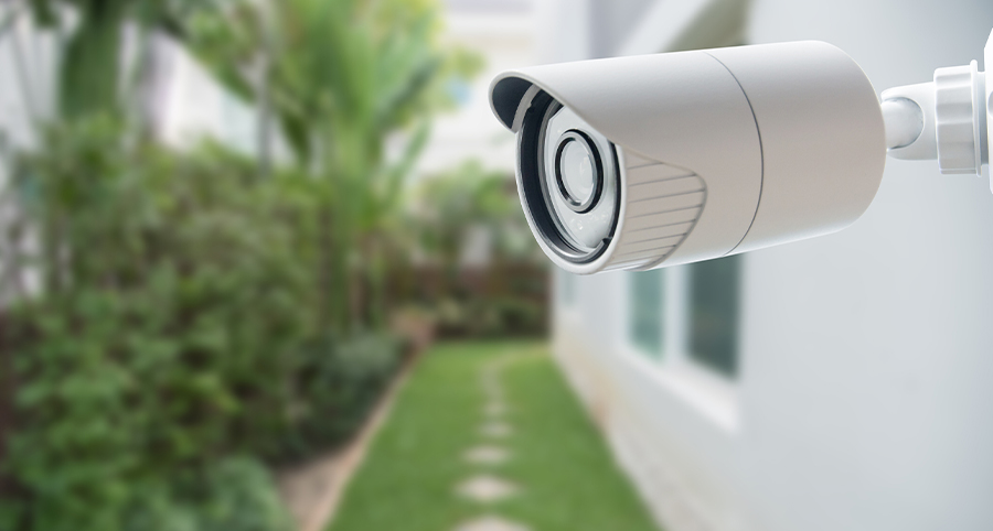 Security camera outdoors up close